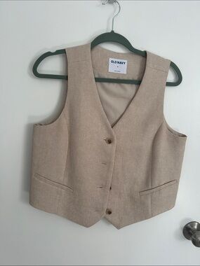 Old Navy Beige Tailored Button Vest size M